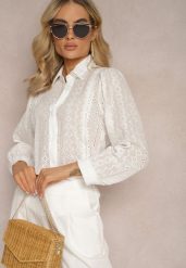 Biała Koszula z Haftowanej Tkaniny w Stylu Boho Perphone. Białe koszule damskie Renee, l, bez wzorów, z bawełny, boho, bez kołnierzyka, bez ramiączek. Za 54.99 zł.