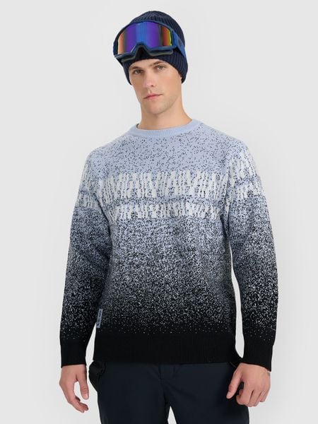 4F Sweter męski - granatowy M. Niebieskie swetry męskie 4F, m, z aplikacjami, z wełny, sportowe, bez kołnierzyka, bez ramiączek. W wyprzedaży za 119.99 zł.