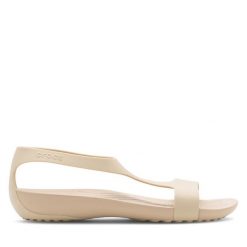 Sandały Crocs. Białe sandały damskie Crocs, bez wzorów, bez obcasa, na płaskiej podeszwie, bez zapięcia. Za 149.99 zł.