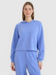 4F Bluza dresowa nierozpinana z modalem damska - niebieska L. Niebieskie bluzy damskie 4F, l, bez wzorów, z dresówki, klasyczne, bez ramiączek, bez kaptura. W wyprzedaży za 129.99 zł.