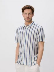Koszula regular fit w paski - jasnoniebieski. Niebieskie koszule męskie Reserved, l, bez wzorów, z bawełny, bez kołnierzyka, bez ramiączek. Za 119.99 zł.