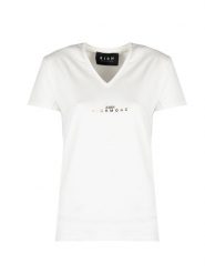 John Richmond T-shirt | HWP25045TS | Kobieta | Biały. Białe t-shirty damskie John Richmond, s, bez wzorów, z bawełny, eleganckie, bez kołnierzyka, bez ramiączek. W wyprzedaży za 189.00 zł.
