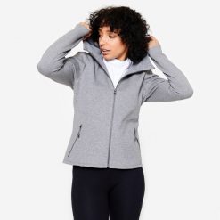 Bluza z kapturem damska Domyos Gym & Pilates. Szare bluzy damskie DOMYOS, xs, bez wzorów, z bawełny, sportowe, bez ramiączek, z kapturem. W wyprzedaży za 99.99 zł.