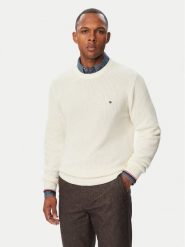 Tommy Hilfiger Sweter MW0MW41516 Kremowy Regular Fit. Białe swetry męskie Tommy Hilfiger, m, bez wzorów, z bawełny, bez kołnierzyka, bez ramiączek. Za 569.99 zł.