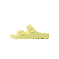 Klapki damskie Birkenstock Arizona Eva. Żółte klapki damskie Birkenstock, bez wzorów, z materiału, bez obcasa, bez zapięcia. Za 331.00 zł.