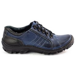 KOMODO Buty męskie trekkingowe skóra 904 granatowe niebieskie. Niebieskie trekkingi męskie na jesień, z jeansu, bez zapięcia. Za 367.89 zł.