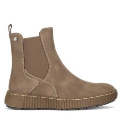 Sztyblety Go Soft. Brązowe botki damskie GO SOFT, bez wzorów, bez obcasa, na płaskiej podeszwie, bez zapięcia. Za 179.99 zł.