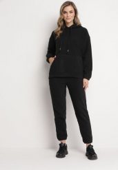 Czarny Dzianinowy Komplet Dresowy 2-częściowy z Bluzą i Spodniami Norikas. Czarne bluzy damskie Born2be, xl, bez wzorów, z dresówki, bez ramiączek, z kapturem. Za 109.99 zł.