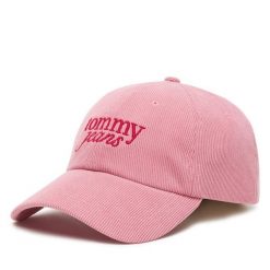 Czapka z daszkiem Tommy Jeans. Czerwone czapki damskie Tommy Jeans, bez wzorów, z jeansu. Za 104.99 zł.