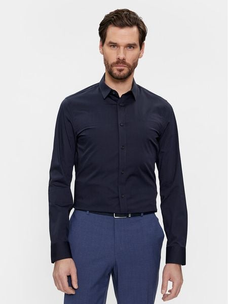 Calvin Klein Koszula K10K110856 Granatowy Slim Fit. Niebieskie koszule męskie Calvin Klein, m, bez wzorów, z bawełny, bez kołnierzyka, bez ramiączek. Za 209.99 zł.