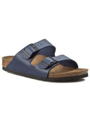 Birkenstock Klapki Arizona Birko-Flor 051753 Granatowy. Niebieskie klapki damskie Birkenstock, bez wzorów, ze skóry, bez obcasa, bez zapięcia. Za 356.99 zł.