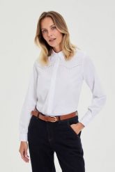 Gładka koszula biała. Białe koszule damskie MOODO, l, bez wzorów, z bawełny, bez kołnierzyka, bez ramiączek. Za 119.99 zł.