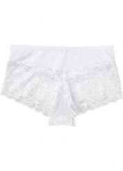 Figi panty z wysokim stanem i koronką. Białe majtki damskie bonprix, z koronki. Za 52.99 zł.