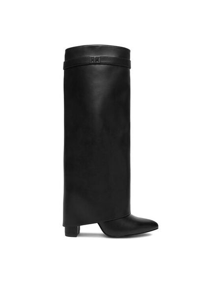 DeeZee Kozaki HY316-1 Czarny. Czarne kozaki damskie DeeZee, bez wzorów, ze skóry, bez obcasa, na słupku, bez zapięcia. Za 249.99 zł.