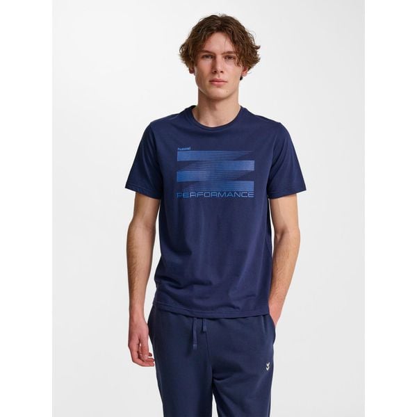 Koszulka Hummel Pulse Graphic. Niebieskie koszulki sportowe męskie Hummel, bez wzorów, bez ramiączek, na fitness i siłownię. Za 154.00 zł.