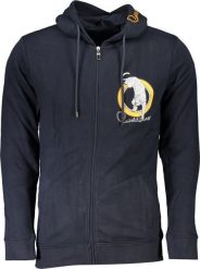 Cavalli Class NIEBIESKA BLUZA MĘSKA Z ZAMKIEM KLASY CAVALLI L. Niebieskie bluzy męskie Cavalli Class, l, bez wzorów, bez ramiączek, bez kaptura. Za 187.74 zł.