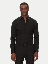 HUGO Koszula Ermo 50539307 Czarny Slim Fit. Czarne koszule męskie Hugo, l, bez wzorów, z bawełny, biznesowe, bez kołnierzyka, bez ramiączek. Za 339.99 zł.