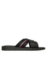 Tommy Hilfiger Klapki Core Hilfiger Lth Criss C Sandal FM0FM05783 Czarny. Czarne klapki męskie Tommy Hilfiger, bez wzorów, ze skóry, bez zapięcia. Za 289.99 zł.