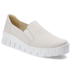 Białe Półbuty Wasak Modne Obuwie Damskie. Białe półbuty damskie Wasak, bez wzorów, z materiału, eleganckie, bez obcasa, bez zapięcia. Za 254.99 zł.