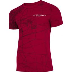 T-shirt męski TSM218 - ciemna czerwień allover. Czerwone t-shirty męskie 4F, m, bez wzorów, bez kołnierzyka, bez ramiączek. W wyprzedaży za 49.99 zł.