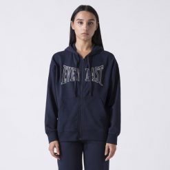 Ikoniczna Bluza Z Kapturem I Pelnym Zamkiem Na Suwak Z Logo Niebieski Morski Baw. Niebieskie bluzy damskie EVERLAST, l, bez wzorów, z bawełny, bez ramiączek, z kapturem. W wyprzedaży za 185.35 zł.