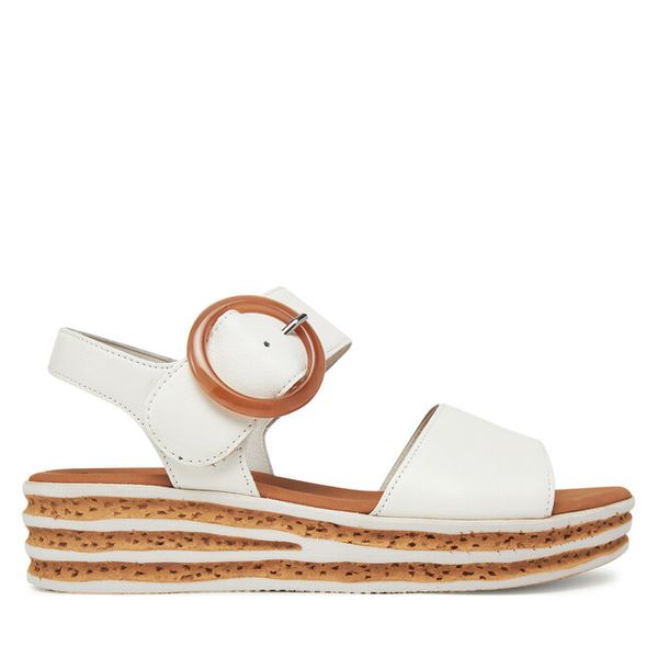 Sandały Gabor. Białe sandały damskie Gabor, bez wzorów, bez obcasa, na koturnie, bez zapięcia. Za 589.99 zł.