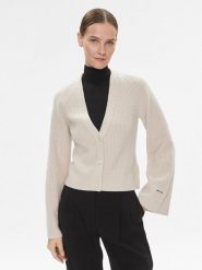 Calvin Klein Kardigan K20K206275 Beżowy Regular Fit. Brązowe kardigany damskie Calvin Klein, xs, bez wzorów, z wełny, bez kołnierzyka. Za 959.99 zł.