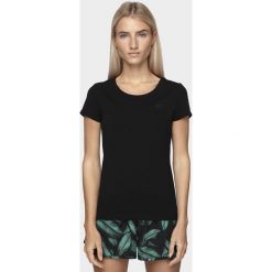 T-shirt damski TSD300 - głęboka czerń. T-shirty damskie 4F, bez wzorów, bez kołnierzyka, bez ramiączek. Za 29.99 zł.