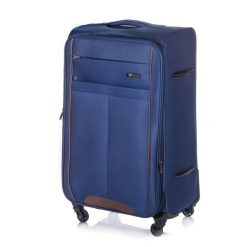 Walizka miękka średnia M Solier STL1311 granatowo-brązowa. Brązowe walizki męskie Solier, bez wzorów, z materiału, małe. Za 199.99 zł.