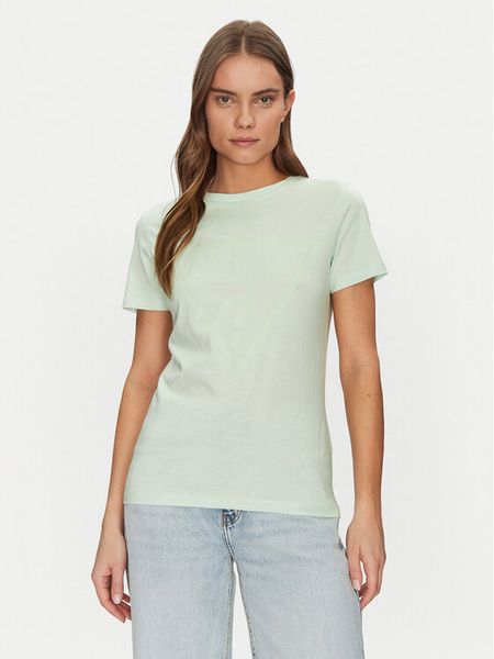 Guess T-Shirt V2YI07 K8HM0 Zielony Regular Fit. Zielone t-shirty damskie Guess, xs, z aplikacjami, z bawełny, bez kołnierzyka, bez ramiączek. Za 89.99 zł.