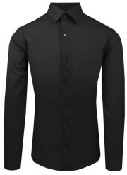 Czarna Koszula Bawełniana o Taliowanym Kroju, Jednokolorowa. Czarne koszule męskie Pazzani, bez wzorów, z bawełny, eleganckie, bez kołnierzyka, bez ramiączek. Za 169.00 zł.