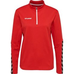 Bluza do piłki nożnej damska Hummel demi-zip hml AUTHENTIC. Czerwone bluzy damskie Hummel, xl, bez wzorów, sportowe, bez ramiączek, bez kaptura. Za 205.00 zł.