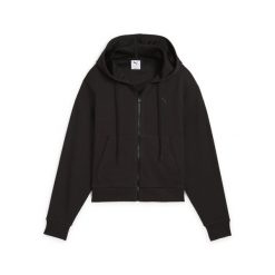 Damska wygodna bluza z kapturem HER na zamek o skróconym kroju PUMA. Czarne bluzy damskie Puma, bez wzorów, sportowe, bez ramiączek, z kapturem. Za 186.99 zł.