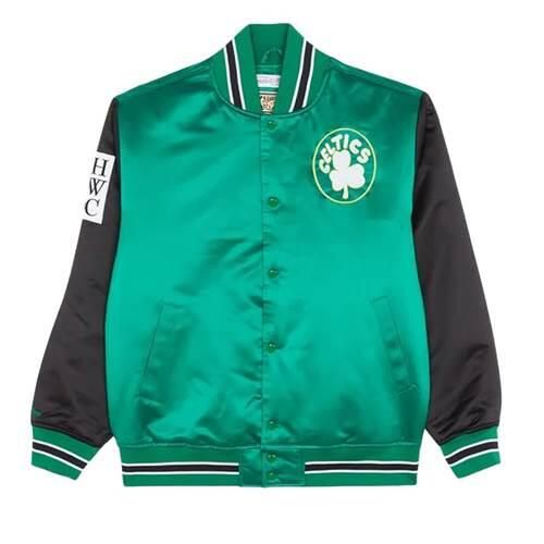 Kurtka męska koszykarska Mitchell & Ness NBA Boston Celtics zielona. Zielone kurtki męskie Mitchell & Ness, m, bez wzorów, z syntetyku, klasyczne, bez kaptura. Za 699.00 zł.