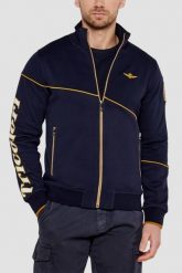 AERONAUTICA MILITARE Granatowa bluza męska Embroidered Color-block. Niebieskie bluzy męskie Aeronautica Militare, l, bez wzorów, bez ramiączek, bez kaptura. W wyprzedaży za 619.99 zł.