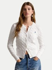 Polo Ralph Lauren Kardigan 211971868007 Biały Slim Fit. Białe kardigany damskie Polo Ralph Lauren, xl, bez wzorów, bez kołnierzyka. Za 1,199.00 zł.
