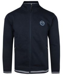 Klasyczna Bluza Męska na Zamek - PAKO JEANS - Wysoki Dekolt - Granatowa. Niebieskie bluzy męskie Pako Jeans, l, bez wzorów, z bawełny, klasyczne, bez ramiączek, bez kaptura. Za 197.00 zł.