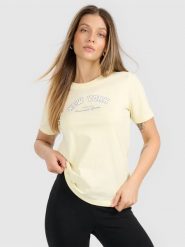 4F T-shirt regular z nadrukiem damski - żółty XXL. Żółte t-shirty damskie 4F, l, bez wzorów, z bawełny, bez kołnierzyka, bez ramiączek. Za 59.99 zł.