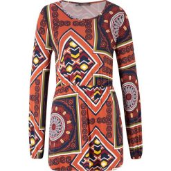 Tunika shirtowa z patchworkowym nadrukiem bonprix czerwony kwarcowy z nadrukiem. Brązowe tuniki damskie bonprix, bez wzorów, bez ramiączek. Za 74.99 zł.