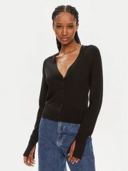 Calvin Klein Kardigan K20K207574 Czarny Regular Fit. Czarne kardigany damskie Calvin Klein, xs, bez wzorów, z wełny, bez kołnierzyka. Za 309.99 zł.