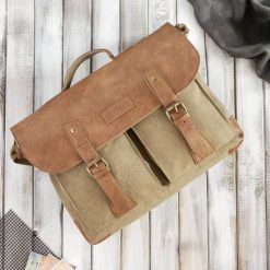 Torba męska ze skóry wegańskiej PAOLO PERUZZI E-07-MC beżowa. Brązowe torby na ramię męskie Paolo Peruzzi, z bawełny, do ręki. Za 189.99 zł.