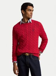 Polo Ralph Lauren Sweter 710775885023 Czerwony Regular Fit. Czerwone swetry męskie Polo Ralph Lauren, m, bez wzorów, z bawełny, bez kołnierzyka, bez ramiączek. Za 949.99 zł.