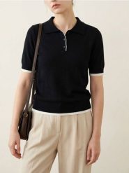 Wiskozowy sweter z kołnierzykiem - czarny. Czarne swetry nierozpinane damskie Sinsay, l, bez wzorów, z wiskozy, bez kołnierzyka, bez ramiączek. Za 39.99 zł.