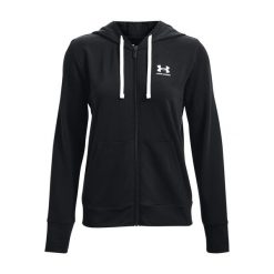 Bluza treningowa damska Under Armour Rival Terry Full Zip Hoodie. Czarne bluzy damskie Under Armour, l, bez wzorów, sportowe, bez ramiączek, bez kaptura. Za 129.99 zł.