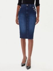 Guess Spódnica jeansowa W5BD1T D0791 Niebieski Regular Fit. Niebieskie spódnice damskie Guess, z aplikacjami, z bawełny. Za 229.99 zł.