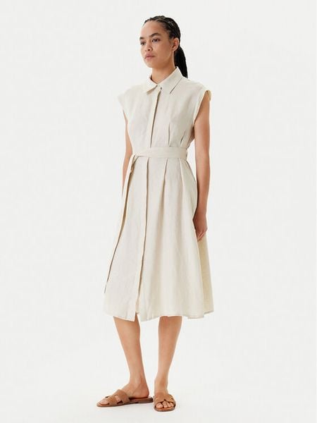 United Colors Of Benetton Sukienka letnia 4AGHDV0B1 Beżowy Regular Fit. Brązowe sukienki damskie United Colors Of Benetton, na lato, l, bez wzorów, ze lnu, bez kołnierzyka, bez ramiączek. Za 299.99 zł.