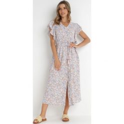 Różowo-Jasnoszara Sukienka Lanby. Czerwone sukienki damskie Born2be, na imprezę, l, z aplikacjami, eleganckie, bez kołnierzyka, bez ramiączek, maxi. Za 99.99 zł.
