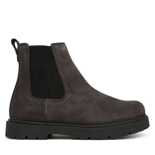 Sztyblety Birkenstock. Szare botki damskie Birkenstock, bez wzorów, bez obcasa, na płaskiej podeszwie, bez zapięcia. Za 854.99 zł.