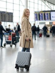 Walizka kabinowa na kółkach z tłoczonym wzorem - szary. Szare walizki damskie Sinsay, bez wzorów. Za 109.99 zł.