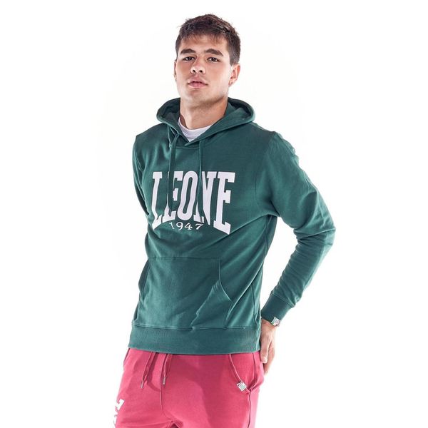 Męska bluza z kapturem Leone 1947 Apparel. Zielone bluzy męskie LEONE 1947 APPAREL, l, bez wzorów, z tkaniny, z kapturem, na fitness i siłownię. W wyprzedaży za 139.75 zł.